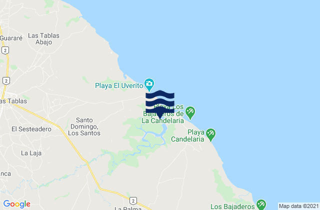 Distrito de Las Tablas, Panama tide times map