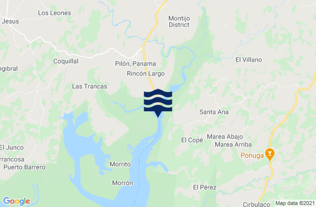 Distrito de Montijo, Panama tide times map