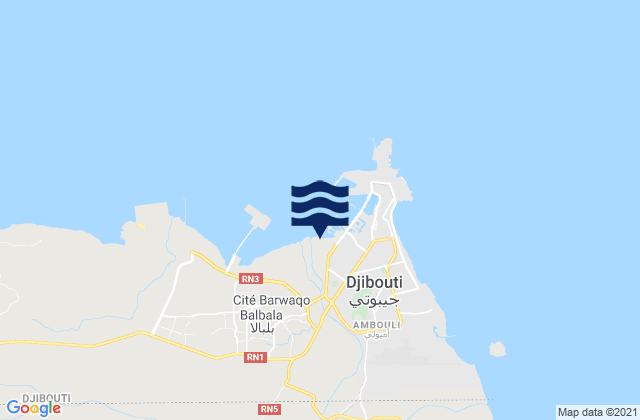Djibouti Gulf of Aden, Somalia tide times map