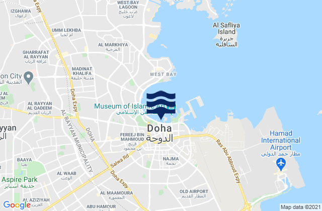 Doha, Qatar tide times map
