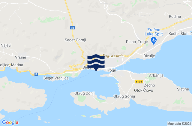Donji Seget, Croatia tide times map