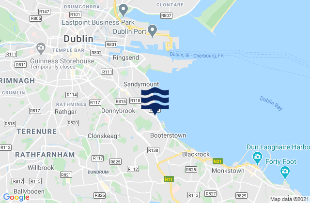 Donnybrook, Ireland tide times map