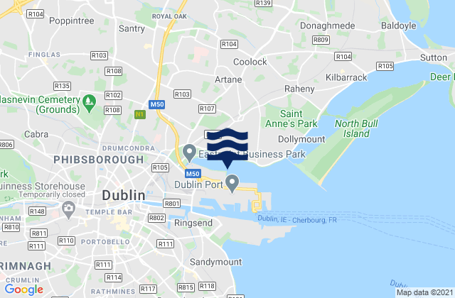 Donnycarney, Ireland tide times map
