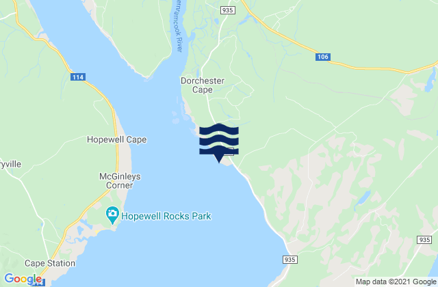 Dorchester Cape, Canada tide times map