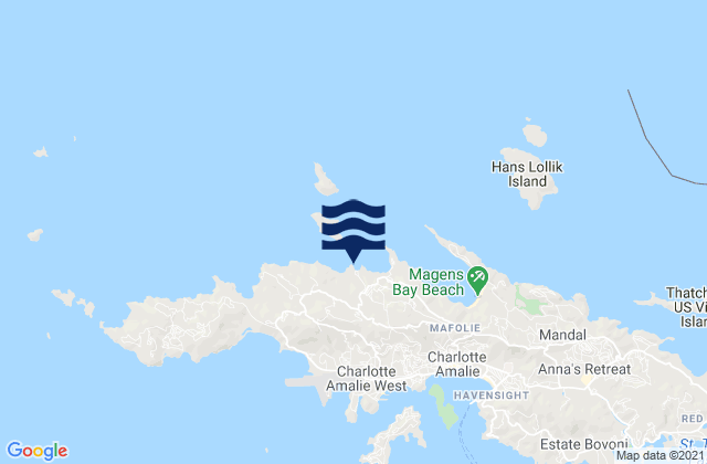 Dorothea Bay Ruy Point, U.S. Virgin Islands tide times map