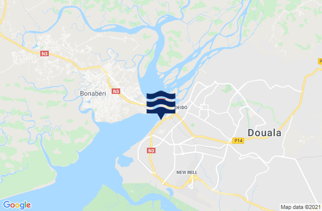 Douala, Cameroon tide times map