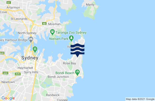 Dover Heights, Australia tide times map