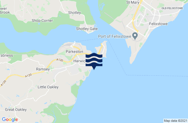 Dovercourt Bay Beach, United Kingdom tide times map