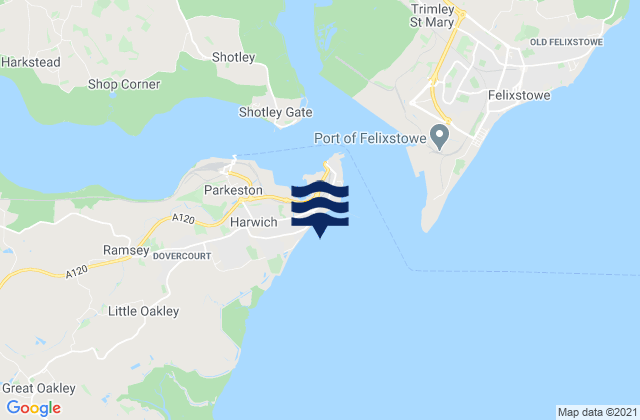 Dovercourt Bay, United Kingdom tide times map