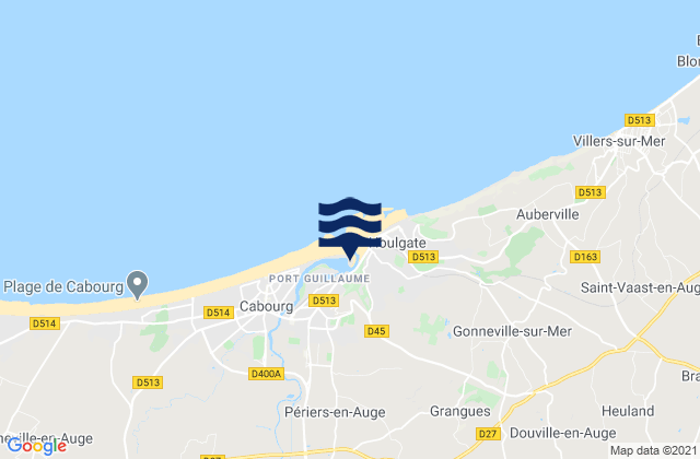 Dozule, France tide times map