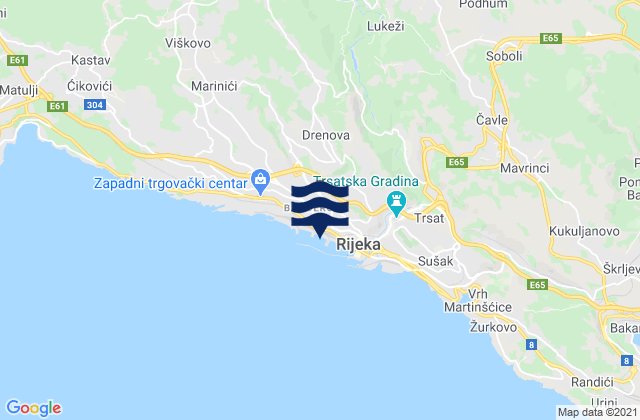 Drenova, Croatia tide times map