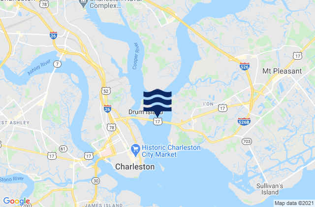 Drum Island east of (bridge), United States tide chart map
