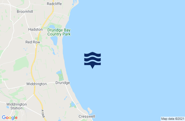 Druridge Bay, United Kingdom tide times map