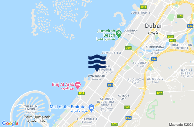 Dubai, United Arab Emirates tide times map