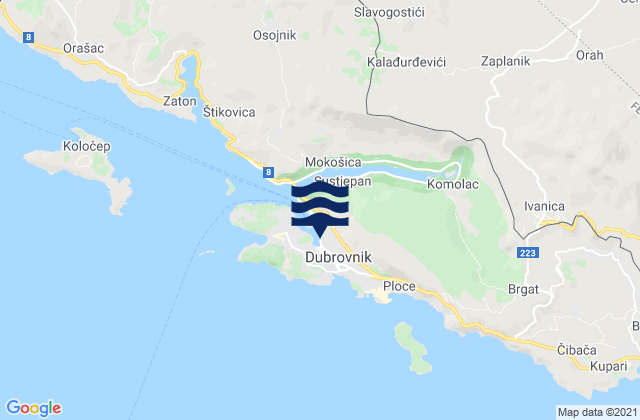 Dubrovacko-Neretvanska Zupanija, Croatia tide times map