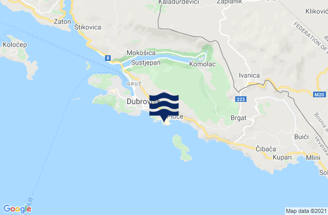 Dubrovnik, Croatia tide times map