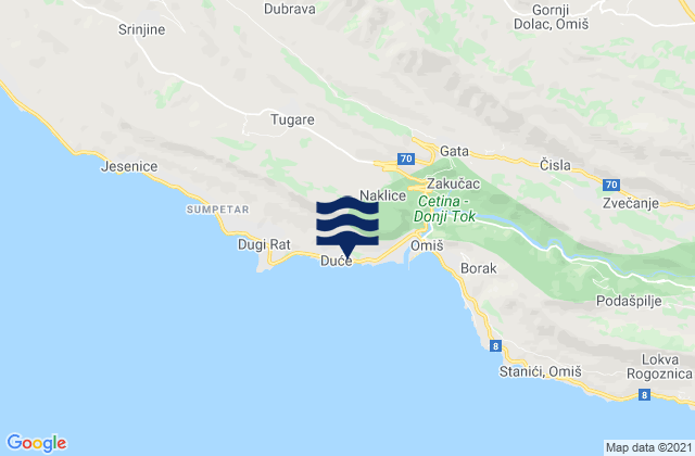 Duce, Croatia tide times map