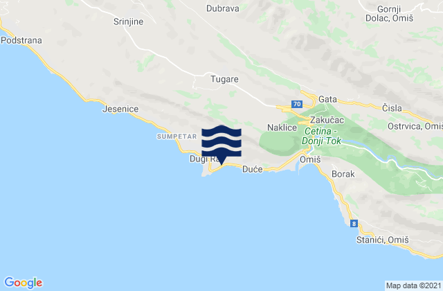Dugi Rat Opcina, Croatia tide times map
