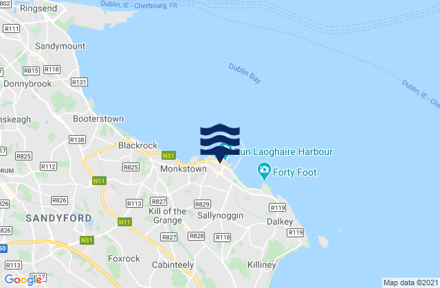 Dun Laoghaire, Ireland tide times map
