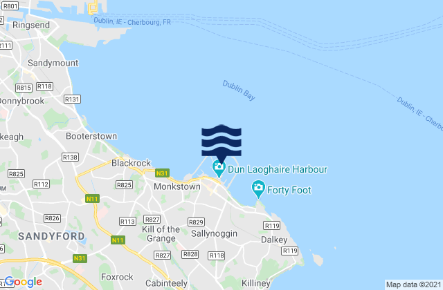 Dun Laoghaire Harbour, Ireland tide times map