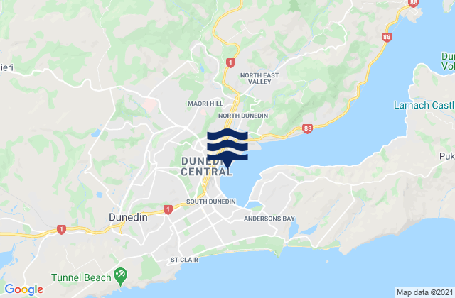Dunedin, New Zealand tide times map