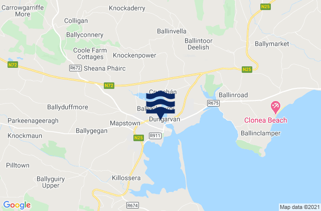 Dungarvan, Ireland tide times map