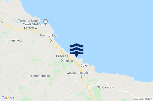 Dunglass Beach, United Kingdom tide times map