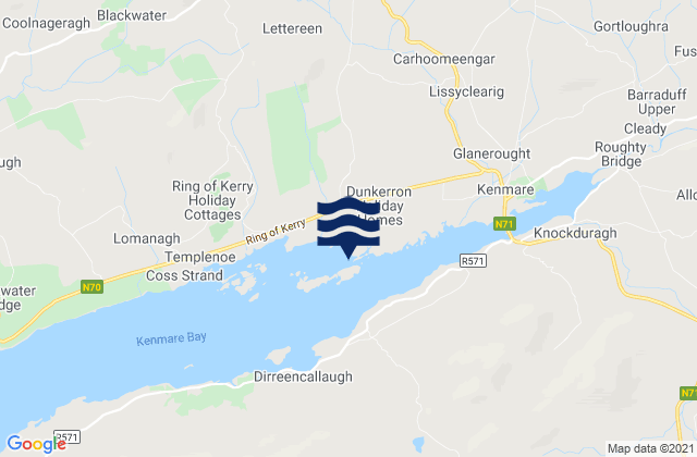 Dunkerron Island West, Ireland tide times map