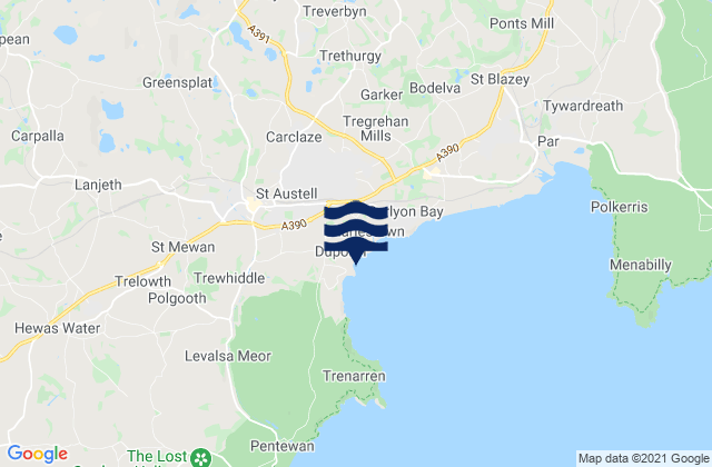 Duporth Beach, United Kingdom tide times map