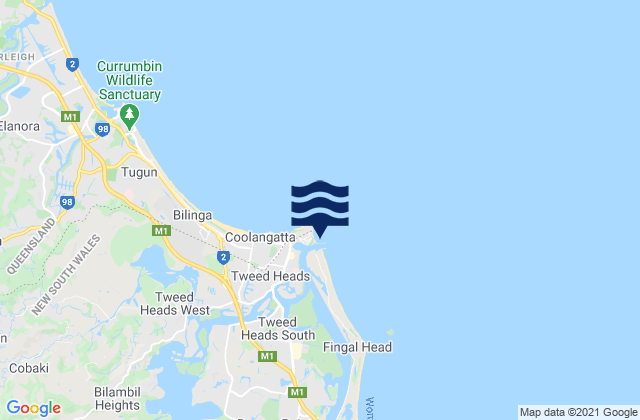 Duranbah (D-Bah), Australia tide times map