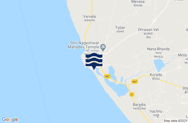 Dwarka, India tide times map