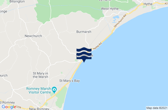 Dymchurch Beach, United Kingdom tide times map