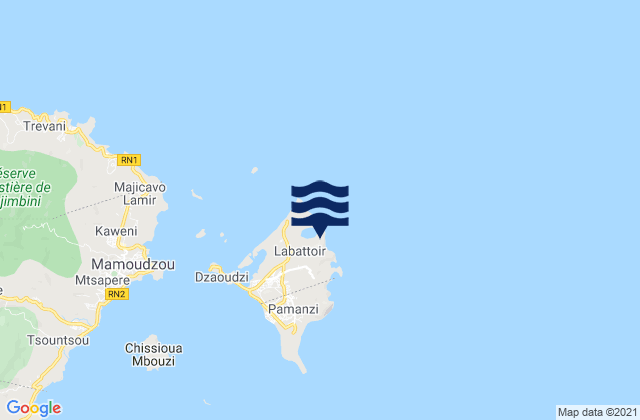 Dzaoudzi, Mayotte tide times map