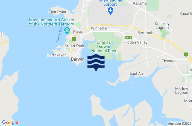 East Arm, Australia tide times map