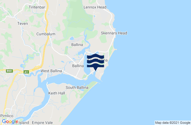 East Ballina, Australia tide times map