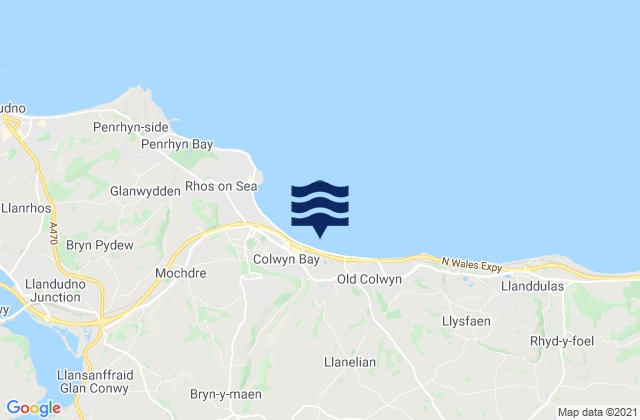East Colwyn Bay Beach, United Kingdom tide times map