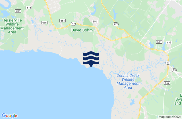 East Creek (Route 47 Bridge), United States tide chart map