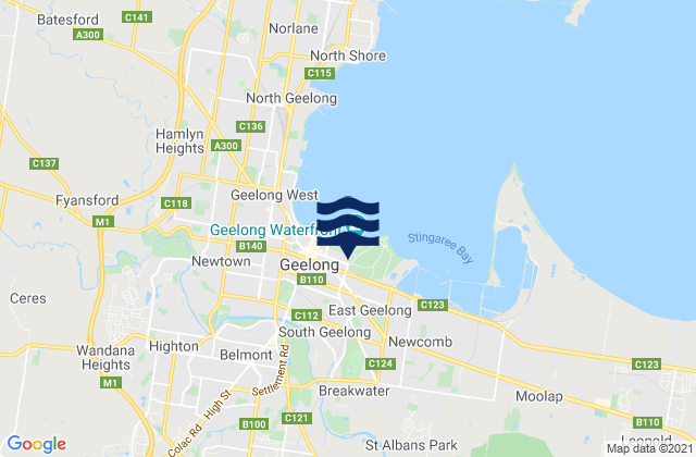 East Geelong, Australia tide times map