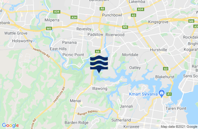 East Hills, Australia tide times map