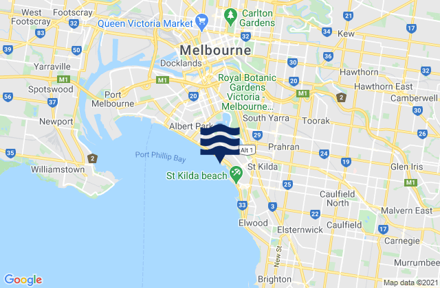 East Melbourne, Australia tide times map