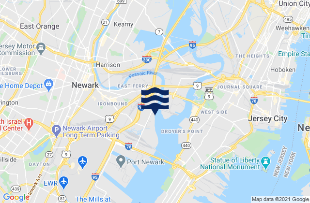 East Newark, United States tide chart map