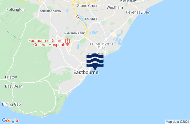 Eastbourne East Beach, United Kingdom tide times map