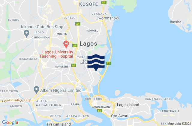 Ebute-Metta, Nigeria tide times map