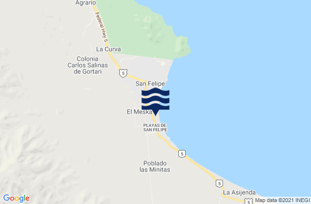 El Bajo, Mexico tide times map