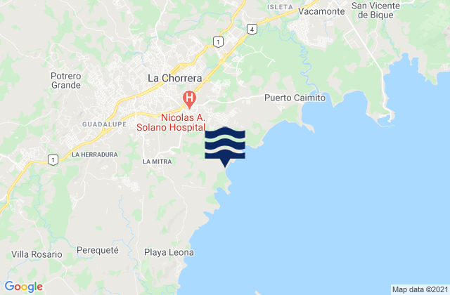 El Coco, Panama tide times map