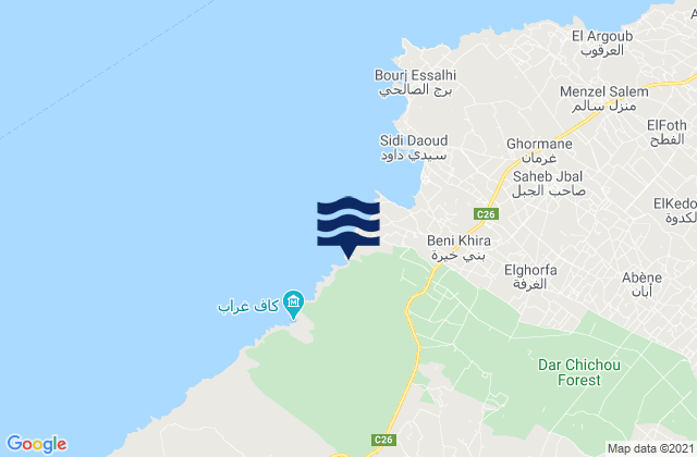 El Haouaria, Tunisia tide times map