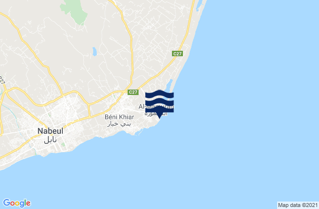 El Maamoura, Tunisia tide times map
