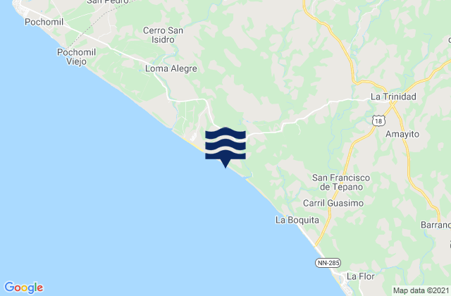 El Rosario, Nicaragua tide times map
