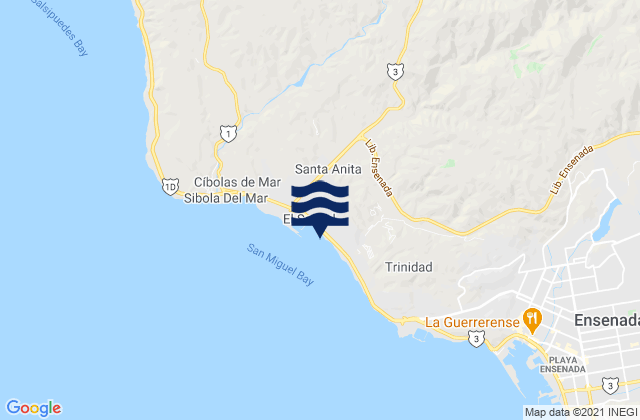 El Sauzal de Rodriguez, Mexico tide times map