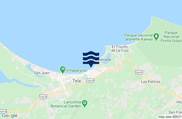 El Triunfo de la Cruz, Honduras tide times map